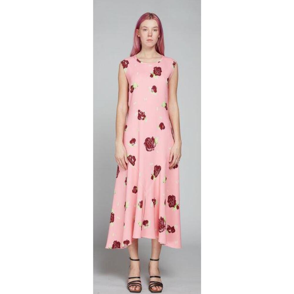 Marni, Floral Print Midi Dress W/ Asymetrical Hem, NWT